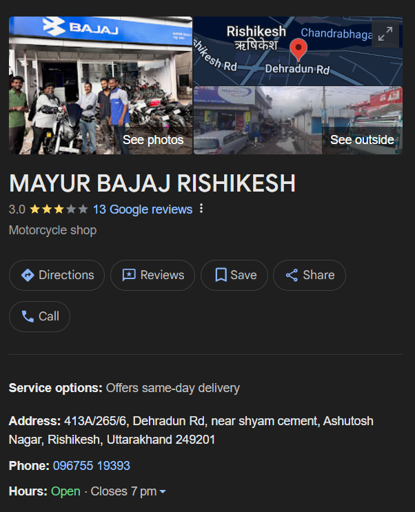 bajaj bike showroom